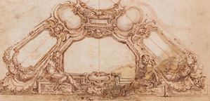 Scuola romana, inizi secolo XVII - Study for a chapel ceiling