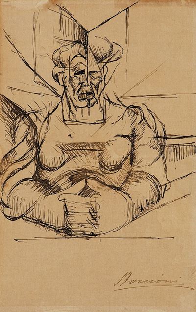 La madre (Studio), 1912, disegno a penna su carta
