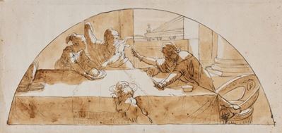 Tieste - Inchiostro bruno acquerellato su carta