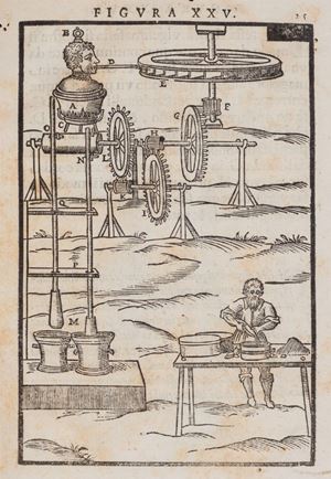 Prima ed unica edizione della pi&ugrave; celebre opera di tecnologia del Seicento, l&rsquo;ultima della trattatistica rinascimentale. Il nostro esemplare &egrave; in seconda emissione con l&rsquo;imprimatur al verso del frontespizio. Il libro contiene la prima raffigurazione di un motore a vapore. Il Branca (1571-1645) si segnal&ograve; in opere di architettura a Roma, a Loreto e Assisi, e la presente opera gli assicur&ograve; un posto di primo piano tra gli scrittori di architettura e tra i precursori della tecnica moderna. Brunet I, 1200: &ldquo;ouvrage assez recherch&eacute;e&rdquo;; Cicognara, 889: &ldquo;sono figure 77 intagliate in legno relative a forze moventi e macchine idrauliche...&rdquo;; Riccardi I, 188-89. Le Machine. Volume nuovo et di molto artificio da fare effetti maravigliosi tanto spiritali quanto di animale operatione