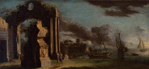 Veduta costiera con architetture
