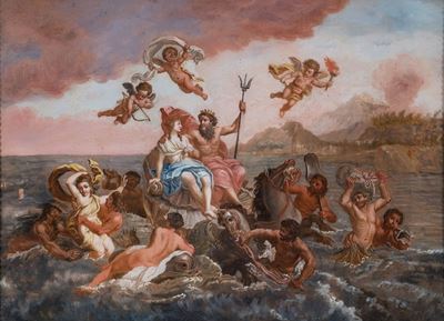 Due scene mitologiche: Sine Cerere et Baccho friget Venus e Trionfo di Nettuno e Anfitrite, dipin...