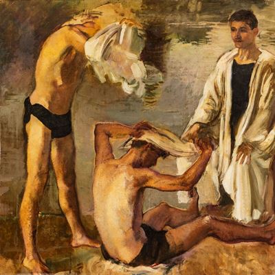 "studio per il Concorso al Pensionato" o "bagnanti nel Tevere", 1909