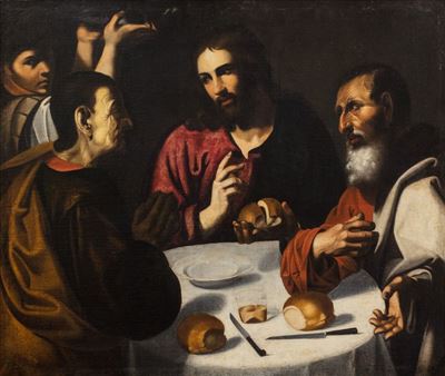 Maestro dell'Emmaus di Pau, Cena in Emmaus, olio su tela