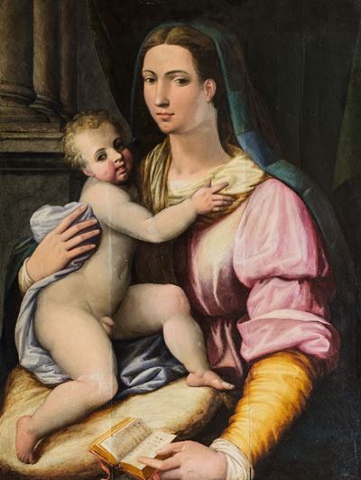 Scuola dell'Italia centrale, Madonna con Bambino, olio su tavola