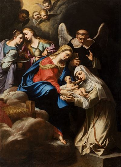 Visione di Santa Caterina da Siena con san Vincenzo Ferrer, olio su tela