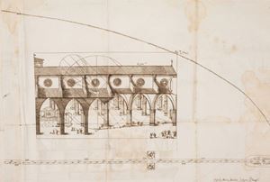 Prima edizione di quest'opera in cui sono contenuti i calcoli, i progetti e gli studi dell'astronomo Cassini risalenti al 1655 per la sostituzione della meridiana nella chiesa bolognese di San Petronio, originariamente edificata da Egnazio Danti tra il 1576 e 1577 ma successivamente distrutta. Le tavole sono incise e firmate da Egidio Bordoni mentre il ritratto dell'autore &egrave; dell'incisore Francesco Maria Francia.Riccardi I, 281 La meridiana del tempio di S. Petronio tirata, e preparata per le osservazioni astronomiche l'anno 1655. Rivista, e restaurata l'anno 1695 ...