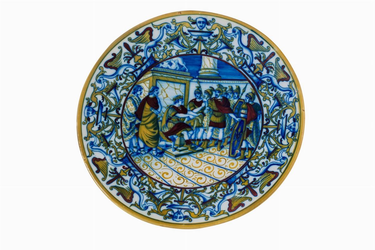 Manifattura Umbra, Fine Secolo XIX - Inizi Secolo XX - Manifattura umbra, Due piatti in ceramica ...