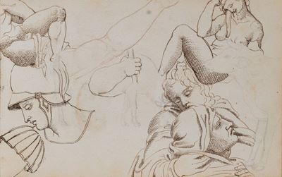 Album di disegni, raccolta di studi e schizzi artistici del XIX secolo