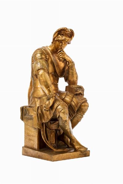 Da Michelangelo, Lorenzo de' Medici Duca di Urbino, scultura in bronzo dorato