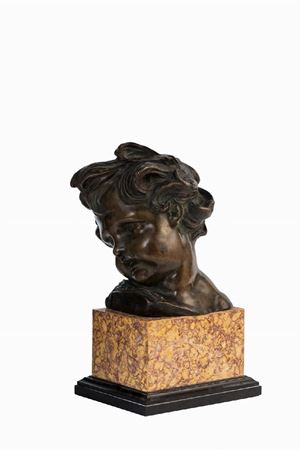 Attribuito a Jean-Antoine Houdon (Versailles 1741 – Parigi 1828) - Busto di bimbo in terracotta