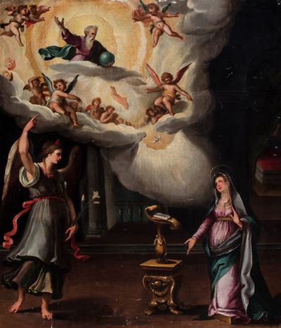 Autore sconosciuto, Annunciazione, olio su tavola