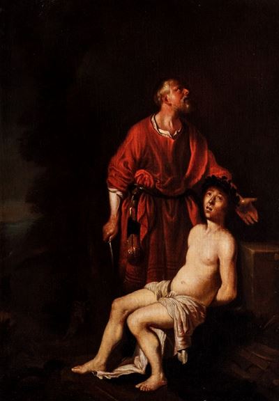 Autore sconosciuto, Sacrificio di Isacco, olio su tela