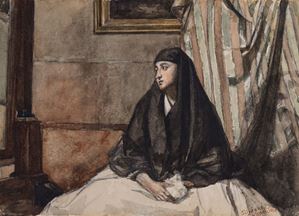 Scipione Vannutelli (Genazzano 1834 – Roma 1894) - Giovane donna velata in un interno