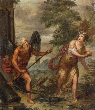 Gherardini, La Giovinezza inseguita dal Tempo, olio su rame