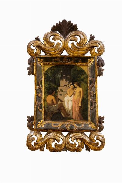 Autore ignoto, Paesaggio arcadico con figure, olio su tela