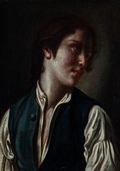 Due ritratti di giovinetti a mezzo busto, olio su tela