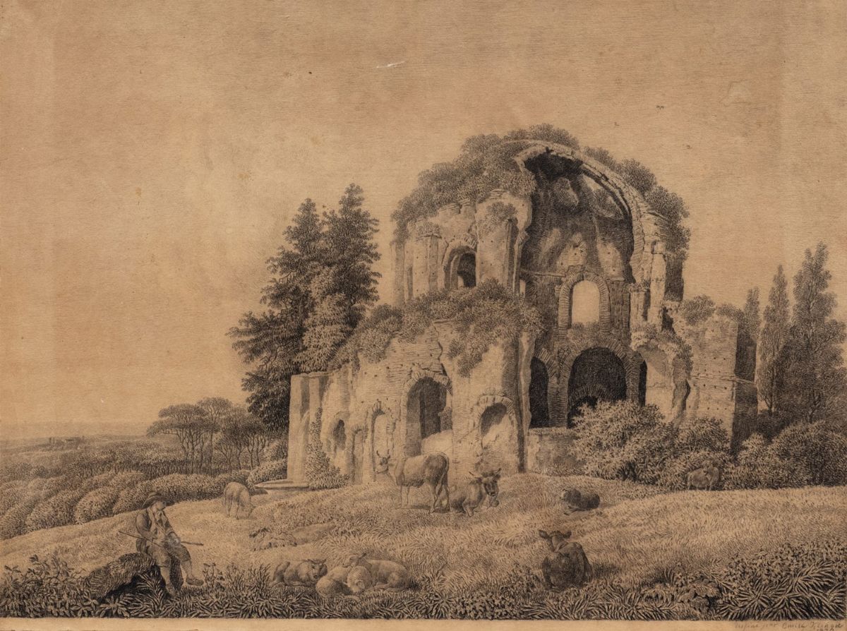 Scuola Francese, Fine Secolo XIX - Inizi Secolo XX - Scuola francese, Paesaggio fluviale con past...