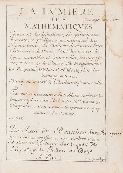 La Lumiere Des Mathematiques Contenant Les Definitions, Les Principaux Theoremes, Et Problemes Ge...