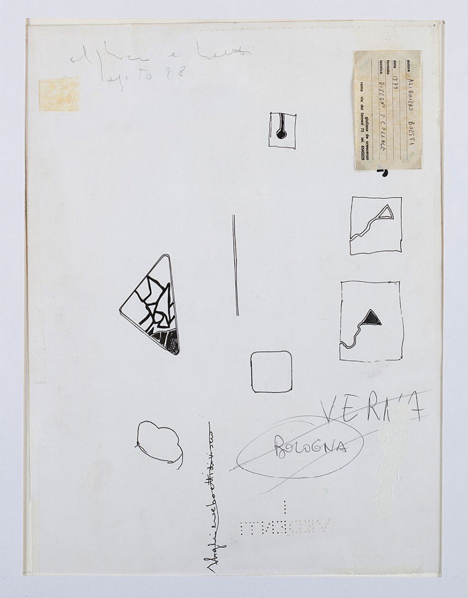 Alighiero Boetti - Senza titolo (1977-1978), collage su carta
