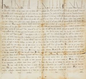 Litterae de gratia di papa Onorio III diretta all'abate di Santa Maria di Pozzaglia, con cui il pontefice conferma il lodo amichevole pronunciato da Leone cardinale prete di Santa Croce in Gerusalemme nella causa, riguardante diritti episcopali, tra Pietro vescovo di Sabina da una parte e dall'altra il detto monastero, i chierici di Pozzaglia, Montoro, Roccasalice, Pietravalle e Petese, i nobili Andrea di Canemorto, I. [è presente solo l'iniziale] di Pozzaglia e Gentile di Pietraforte. 

Nel documento è inserto il testo del lodo pronunciato dal cardinale Leone. 

Leone cardinale prete di Santa Croce in Gerusalemme, ponendo così amichevolmente fine alla causa sopra menzionata, stabilisce che al vescovo di Sabina spetterà la giurisdizione sui chierici dei predetti luoghi, che dovranno giurargli fedeltà; il monastero di Pozzaglia sarà tenuto a versare annualmente al vescovo due moggi di frumento e due di spelta in occasione della festa di S. Angelo in settembre, più 20 soldi "pro mortuariis et sedio"; l'abate potrà agire come vicario del vescovo, istituendo i chierici nei suddetti castra e conoscendo le cause di diritto episcopale escluse quelle matrimoniali, salva comunque sempre la conferma del vescovo; non potrà tuttavia somministrare la penitenza "pro pueris suffocatis", né scomunicare chierici. 

Il documento è una graziosa lettera pontificia, come si evince dal contenuto del documento, dalla decorazione interessante: caratterizzata dal nome del pontefice e le lettere distintive di dimensioni minori, dal breve archetto impreziosisce i larghi legamenti a ponte ct ed st, nonché dal filo serico di colore giallo che si intravede nella porzione inferiore, utile a reggere la bulla plumbea.
 Litterae de gratia