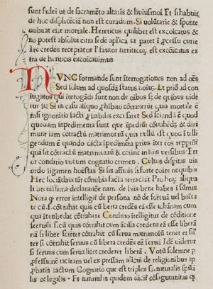 Si tratta di un celebre manuale per confessori pubblicato per la prima volta nel 1468 e ripetutamente negli anni successivi. Goff A793; H 1165*; IGI 617; Voull(B) 4615; BMC XII 82; BSB-Ink A-574; GW 2084. Confessionale: Defecerunt scrutantes scrutinio