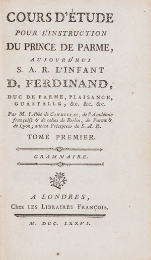 Lotto non passibile di restituzione. Cours d'étude pour l'instruction du prince de Parme [...]
