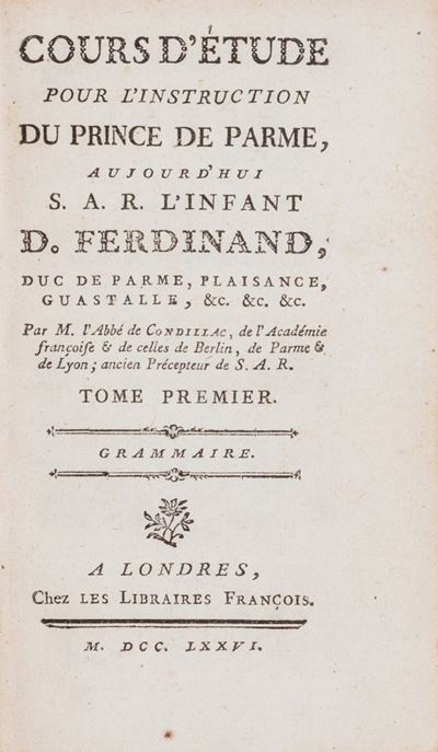Cours D'étude Pour L'instruction Du Prince De Parme [...]