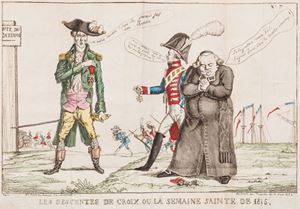 Diciannove numeri del famoso giornale satirico anti nobiliare ed  anticlericale Le Nain Jaune fondato il 15 dicembre 1814 da Louis-Augustin-Fran&ccedil;ois Cauchois-Lemaire, &Eacute;tienne de Jouy, Harel, Merle ed altri collaboratori rimasti anonimi. Vicaire, VI, 19-22; Escoffier, 247; Hatin, 320-324. Le Nain Jaune ou Journal des Arts, des Sciences et de la Litt&eacute;rature