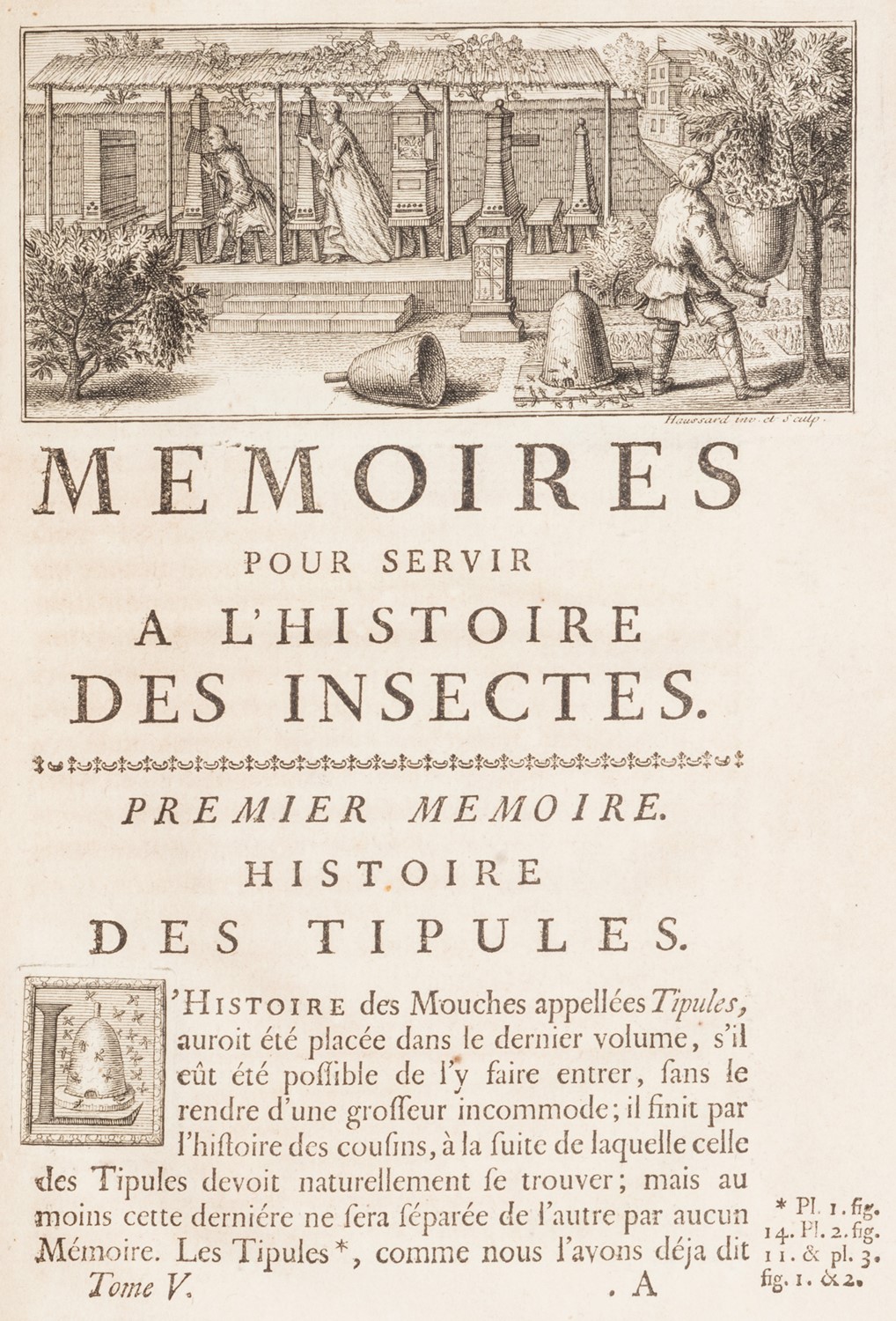 Réaumur, Réné-antoine Ferchault De - Memoires Pour Servir a L'histoire Des Insectes ... Tome Prem...