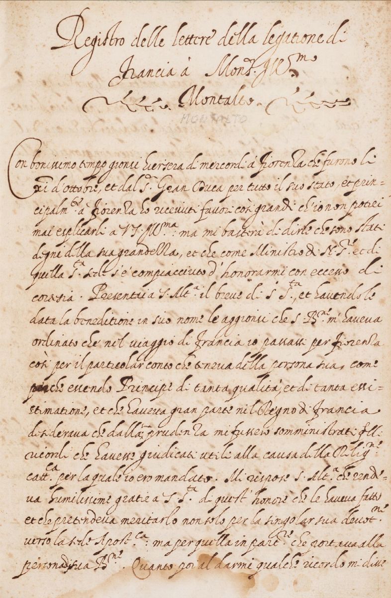 Nunziature Apostoliche - Registri di Lettere della Legazione di Francia, della Nunziatura di Fian...
