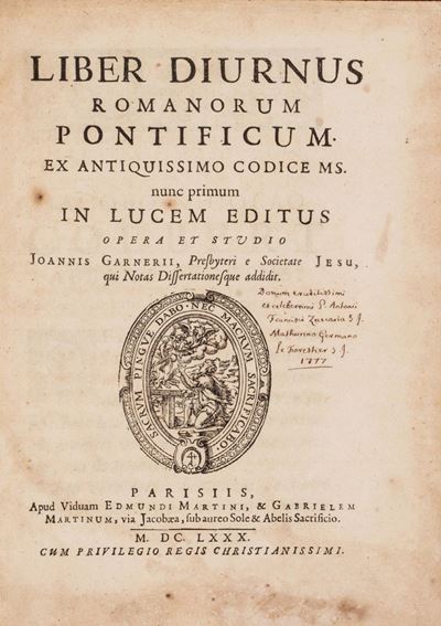 Liber Diurnus Romanorum Pontificum. Ex Antiquissimo Codice Ms. Nunc Primum in Lucem Editus Opera ...