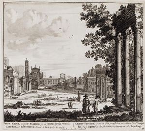 Bella raccolte di tavole del celebre incisore, editore e cartografo olandese Peter Schenk, nominato da Augusto II re di Polonia incisore del re. Le tavole illustrano con dovizia di particolari vedute, edifici e bellezze della Roma antica e moderna e delle sue adiacenze. Olschki Choix 18035; Rossetti 9219.
  Roma aeterna … sive ipsius aedificiorium ad Romanorum integrorum collapsorumque, conspectus duplex