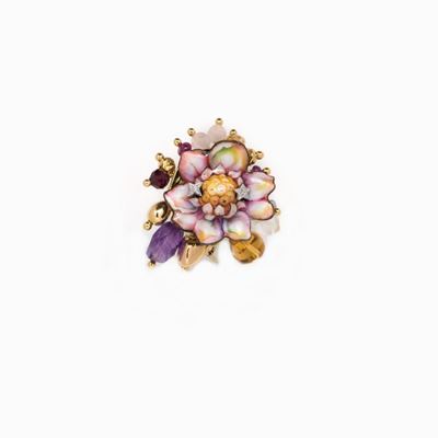 Anello in Oro Smalti e Gemme Naturali, G