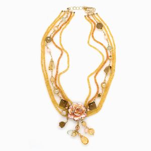 COLLANA IN ORO SMALTI E GEMME NATURALI, 