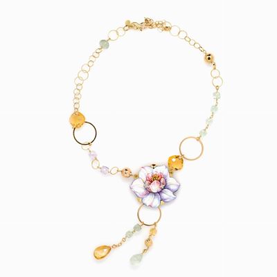 Collana in Oro Smalti e Gemme Naturali,