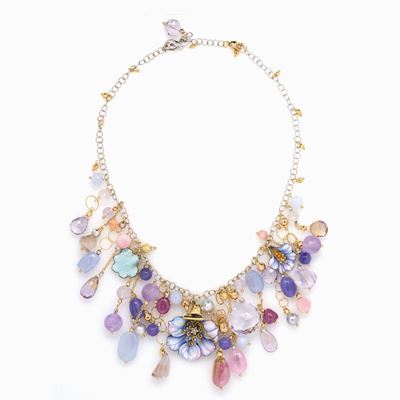Collana in Oro Smalti e Gemme Naturali,