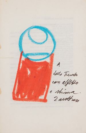 Sulla prima carta disegno in rosso e azzurro con dedica autografa di Zavattini "A Lello Trento con affetto e stima". Prima edizione. "Prose varie pubblicate in diverse sedi , tra il 1927 e il 1940, che l'autore considerava scarti destinati al macero". Gambetti-Vezzosi, p.1001. Al macero 1927-1940