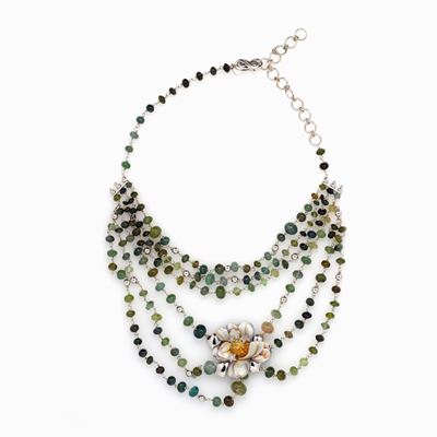 Collana in Oro Smalti e Gemme Naturali,