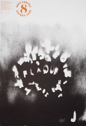 Serie di 10 manifesti: n.1:  Paolo Diacono Apple, 454/500; n.2: Fran Moon 418/500; n.3: Selichi Nikuni, Rain, 423/500; n.4: Pierre Garnier, Minipoémes, 491/500; n.5: Arrigo Lora Totino, Movimento, 428/500; n.6: Jirì Kolàr, Le poéme visuel III, 420/500; n.7: Gianni Emilio Simonetti, Cheer, 376/500; n.8: Julien Blaine, Breuvage épandu, 427/500; n.9: Magdalo Mussio, Come, 433/500; n.10: Dick Higgins, Homage to Satie, 491/500. Situazione