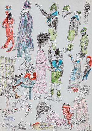 Disegno preparatorio per i costumi di scena di Una giornata particolare