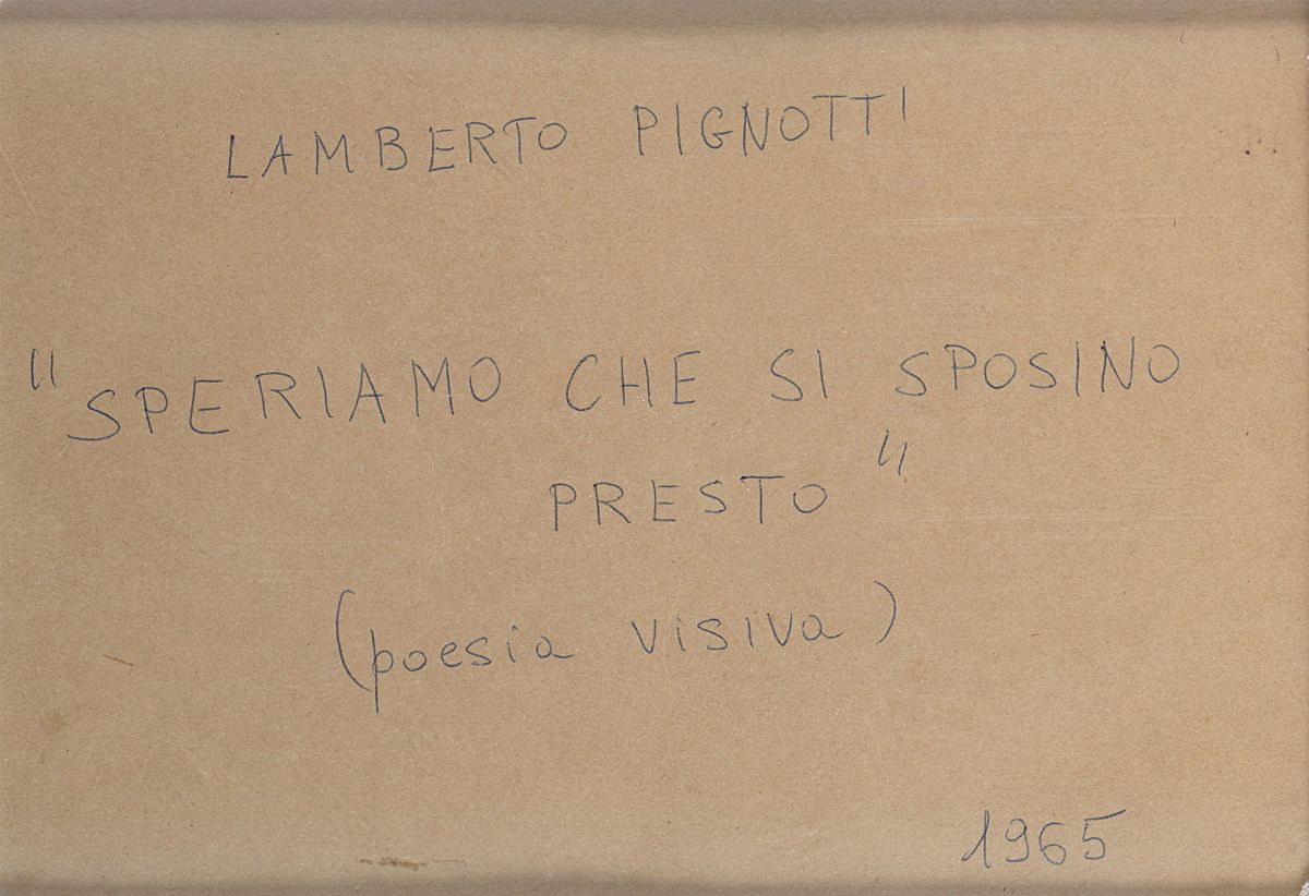 Lamberto Pignotti - Speriamo che si sposino, 1965, collage