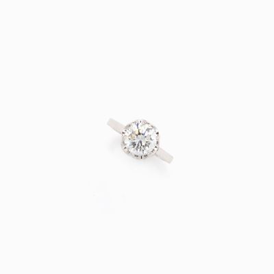 Anello Solitario in Diamante in Oro Bian