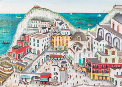 Piazza di Capri, olio su tela