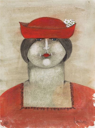 Figura di donna, tecnica mista su cartoncino