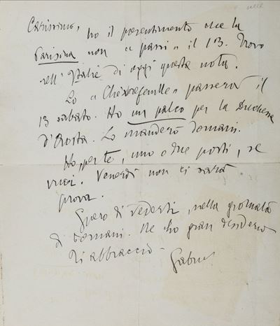 Lettera firmata 'Gabriel' su carta intestata 'Per non dormire', 1900