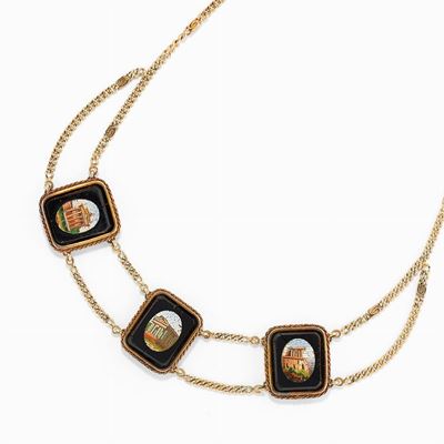 Collana in oro 14 kt con micromosaici a tasselli di pasta vitrea