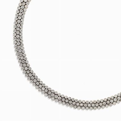 Collier da chien, oro bianco 18 kt con diamanti taglio brillante