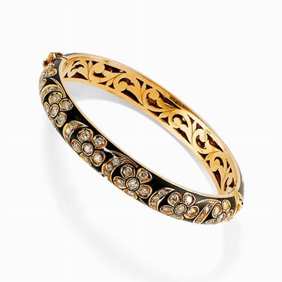 Bracciale in oro, smalto e diamanti