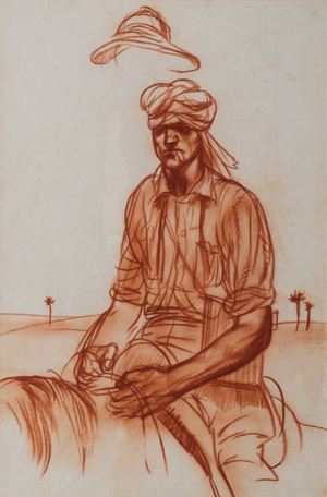 Soldato a cavallo nel deserto